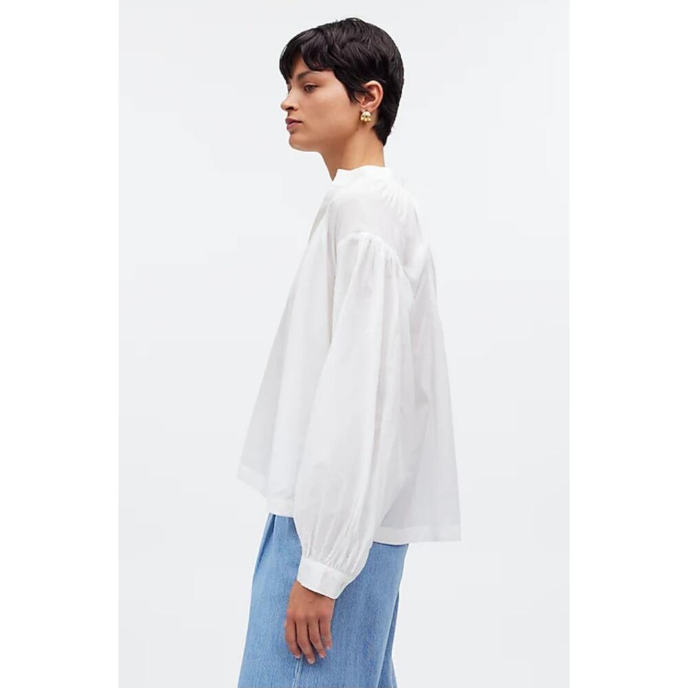 NWT Madewell Shirred Long-Sleeve Top Size Small White - Picture 3 of 8